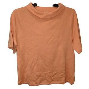 Talbots Petite Knit Top Short Sleeve Cowl Neck Blouse Peach‎ XL